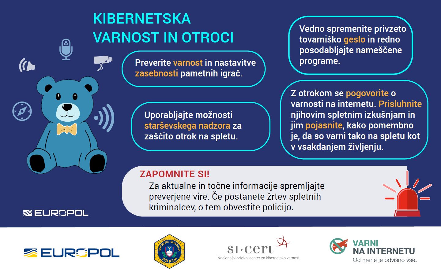 slika Europolovega letaka Kibernetska varnost in otroci